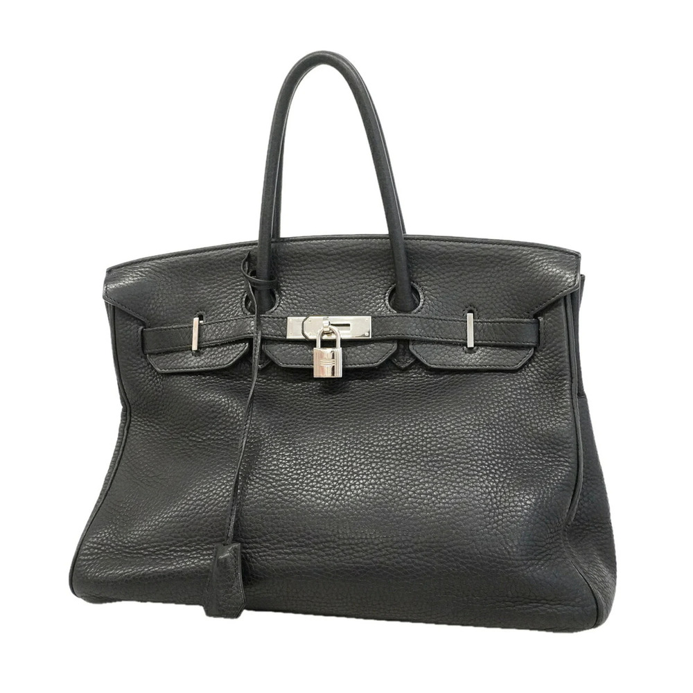 Hermes Birkin 35 handbag, Taurillon Clemence leather, black, □K stamp, women's.